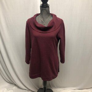 Parsley and Sage Top Womens Size Large Maroon Cowl Neck Sweatshirt Casual Comfy